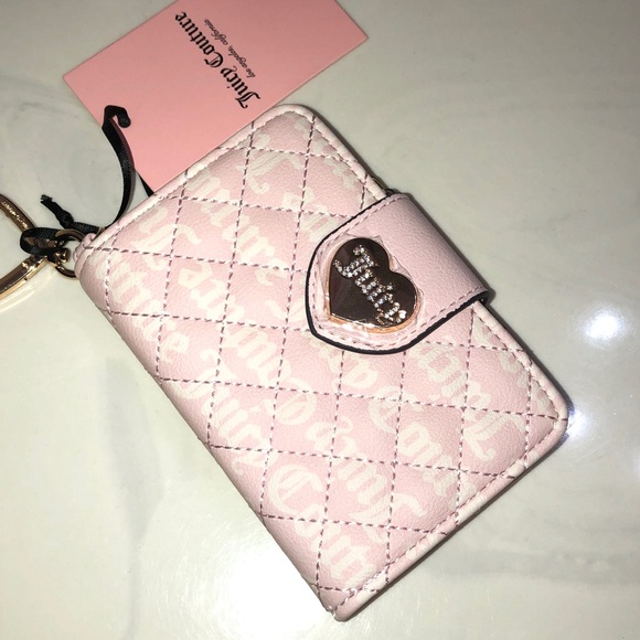 Juicy Couture Quilted Powder Blush Tonal Love Your Couture Tab Card Wallet NWT - Picture 11 of 16